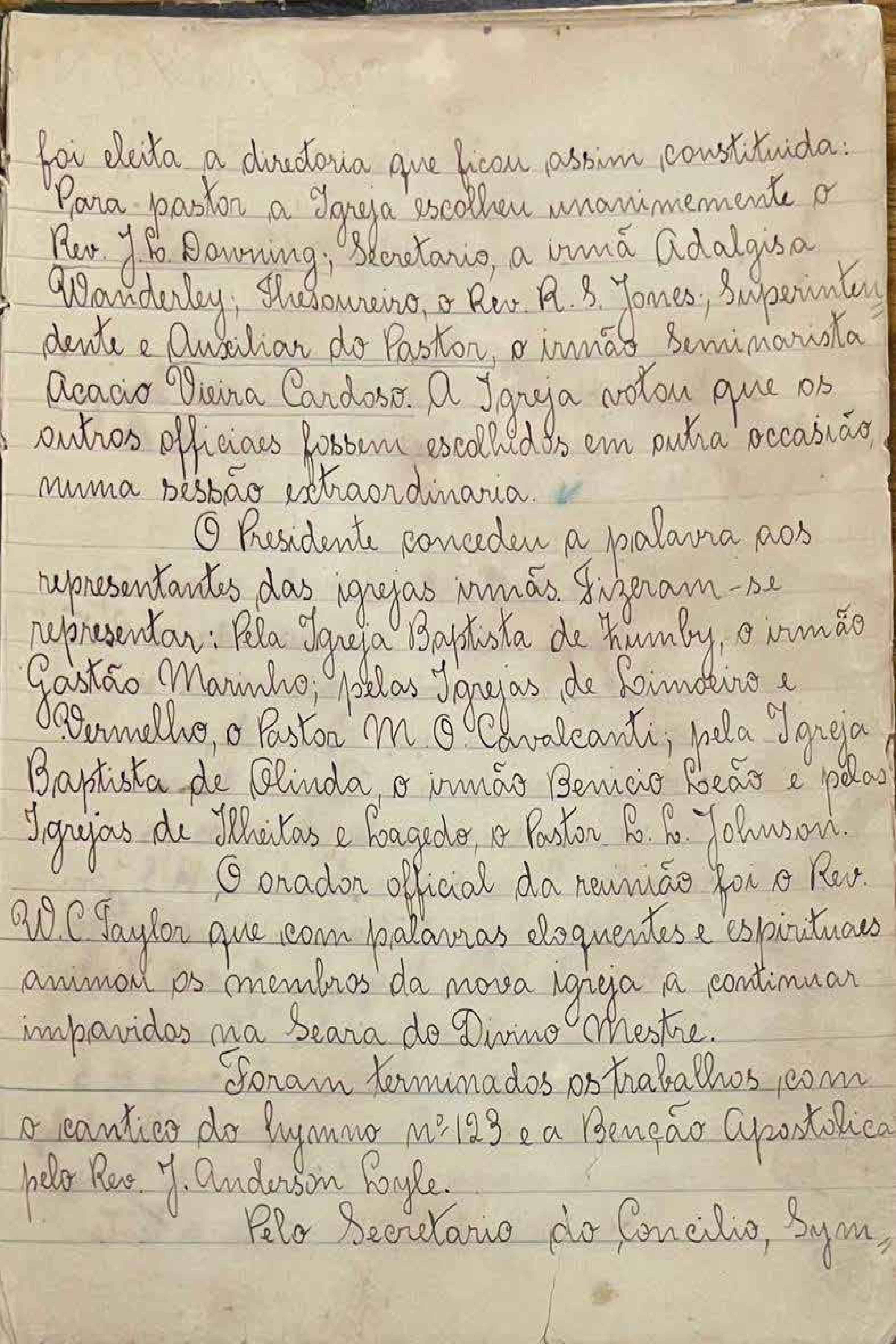 Igreja Batista da Capunga - Ata de Organização - 1923